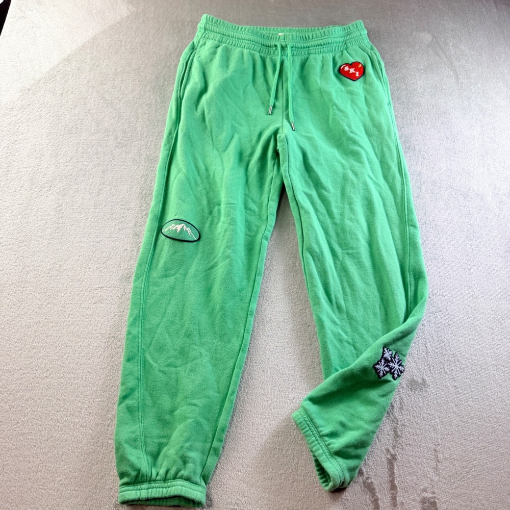 Aerie Green Ski Patch Fleece Joggers Sweatpants Women's Small